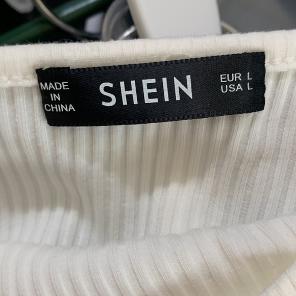 (2) white one shoulder cropped tops L= SHEIN M= PrettyLittleThing: fits M/L, EUC - Picture 6 of 6